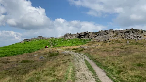 Stanage Edge in the Peak District, Derbyshire, UK Stock Footage 158706068