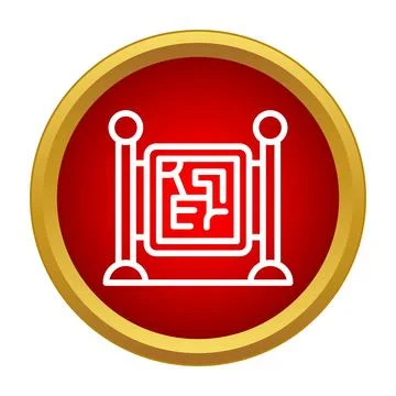 Stanchion barrier key lock access icon Stock Illustration