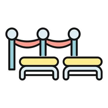 Stanchion rope barrier controlling queue access icon 스톡 일러스트