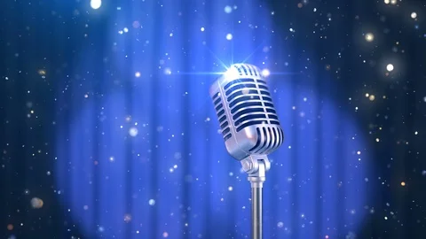 Stand Up Background with a Blue Curtain Stock Footage 103823238