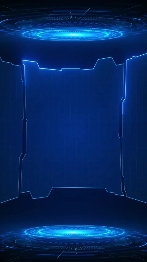 Stand background, Technology Hologram Virtual Interface display futuristic Stock Footage 312582001