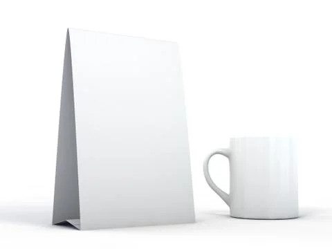 Stand for booklets with white sheets of paper. Mockup. 3D Stock Illustration
