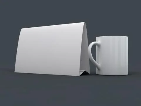 Stand for booklets with white sheets of paper. Mockup. 3D Stock Illustration