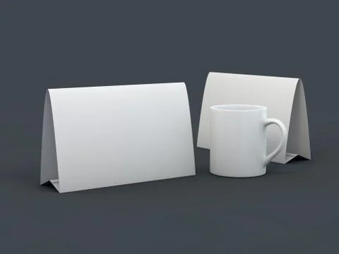 Stand for booklets with white sheets of paper. Mockup. 3D Stock Illustration