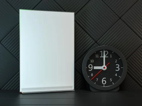 Stand for booklets with white sheets of paper. Mockup. 3D Illustrazione stock