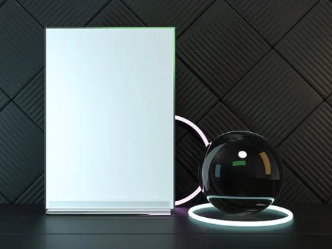 Stand for booklets with white sheets of paper. Mockup. 3D Stock Illustration