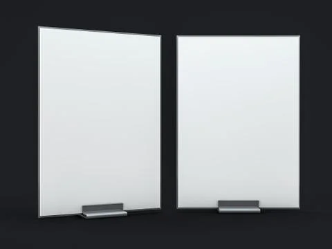 Stand for booklets with white sheets of paper. Mockup. 3D Illustrazione stock