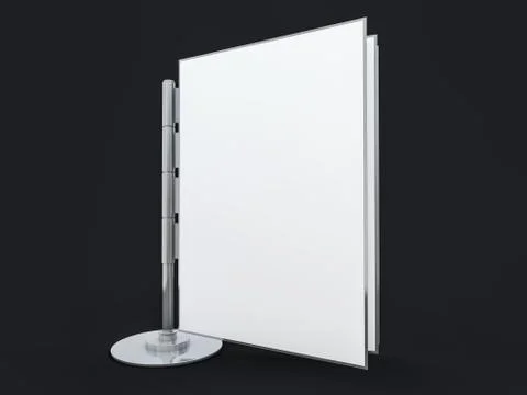 Stand for booklets with white sheets of paper. Mockup. 3D Stock Illustration