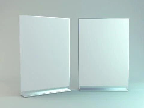 Stand for booklets with white sheets of paper. Mockup. 3D Stock Illustration