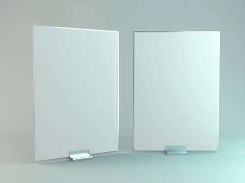 Stand for booklets with white sheets of paper. Mockup. 3D Stock Illustration