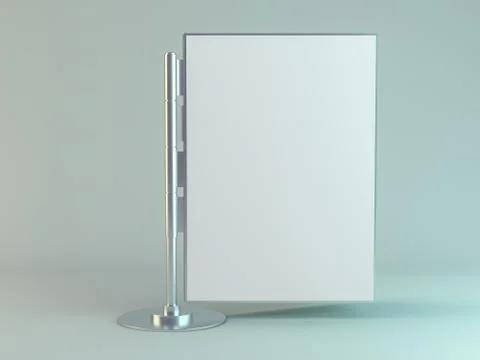 Stand for booklets with white sheets of paper. Mockup. 3D Stock Illustration