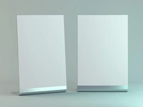 Stand for booklets with white sheets of paper. Mockup. 3D Stock Illustration