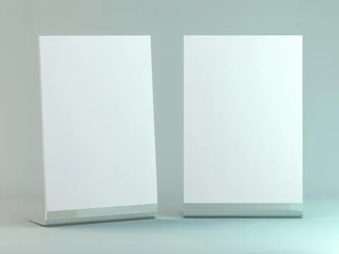Stand for booklets with white sheets of paper. Mockup. 3D Stock Illustration