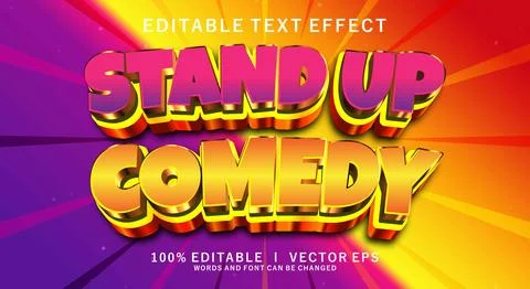 Stand up comedy 3d vector text effect with modern style design Stock Illustration