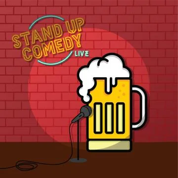 Stand up comedy beer theme イラスト素材