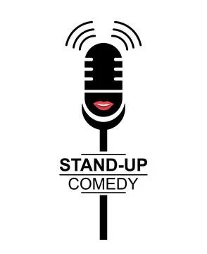 Stand up comedy black icon Stock Illustration
