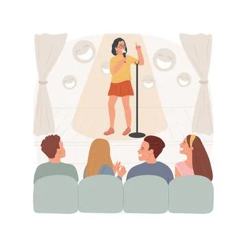 Stand-up comedy isolated cartoon vector illustration. Ilustración de archivo