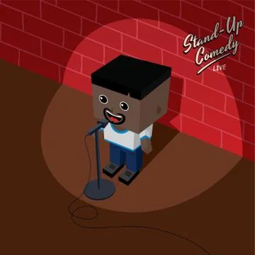 Stand up comedy isometric block cartoon Illustrazione stock
