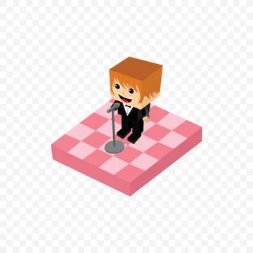 Stand up comedy isometric block cartoon Stock Illustration