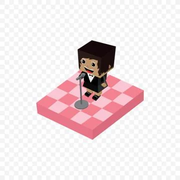 Stand up comedy isometric block cartoon Ilustração Stock