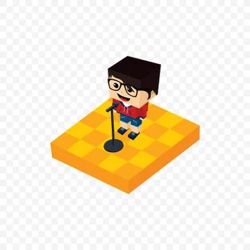 Stand up comedy isometric block cartoon Stock Illustration