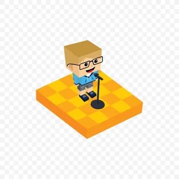 Stand up comedy isometric block cartoon Stock Illustration
