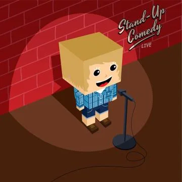 Stand up comedy isometric block cartoon Ilustração Stock
