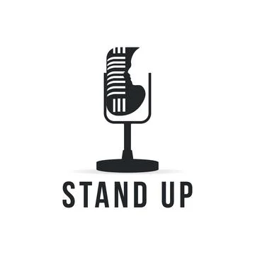 Stand Up Comedy logo design, Face Microphone logo icon Stock Illustration