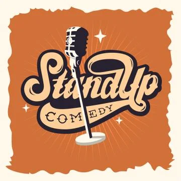 Stand Up Comedy Show Label Poster Sign Retro American Seventies 库存插图