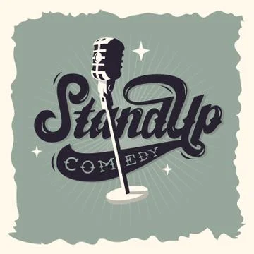 Stand Up Comedy Show Label Poster Sign Retro American Seventies Stock Illustration