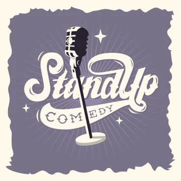 Stand Up Comedy Show Label Poster Sign Retro American Seventies 库存插图