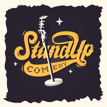 Stand Up Comedy Show Label Poster Sign Retro American Seventies Stock Illustration