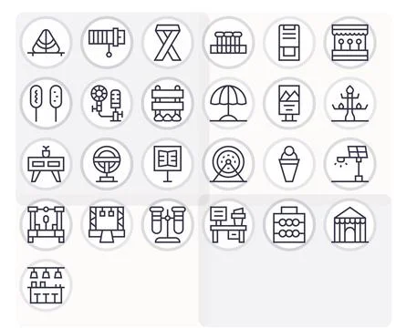 Stand Comprehensive Vector Bundle with 25 Editable Regular Line Retina Read.. Stock Illustration