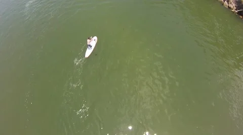 Stand Up Drone Beach Stock Footage 46029491