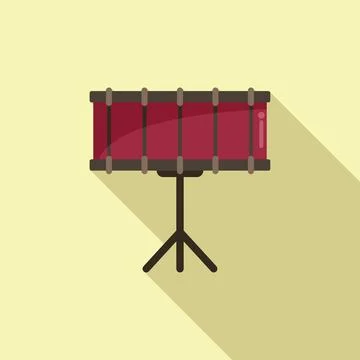 Stand drum icon flat vector. Kit music Stock Illustration