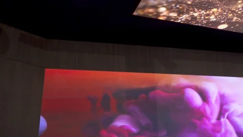 Stand filled with large led maxi screens  Stock Footage 88545386