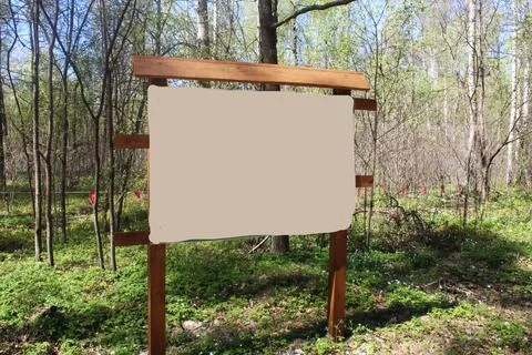 Stand in front of the park mockup with space for text 写真素材