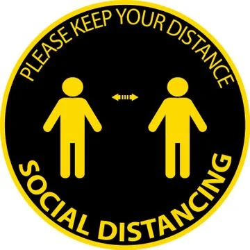 Stand Here  keep distance, Social distancing pictograph,clip art Stock Illustration