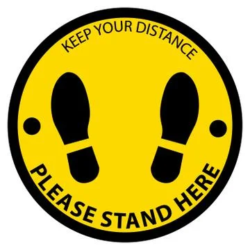Stand here keep distance, Social distancing marke Stock-Illustration