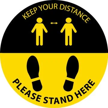 Stand here,keep distance Stock Illustration