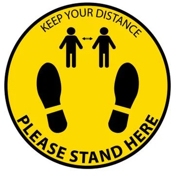 Stand here,keep distance Stock Illustration
