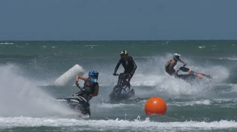 Stand up jet ski slow motion racing Stock Footage 59750603