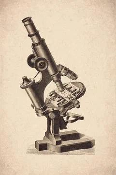 Stand With Large Mechanical Stage Microscope Scientific Instrument Engraving Stock Illustration