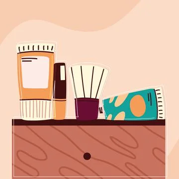 Stand with makeup cosmetic Stock Illustration