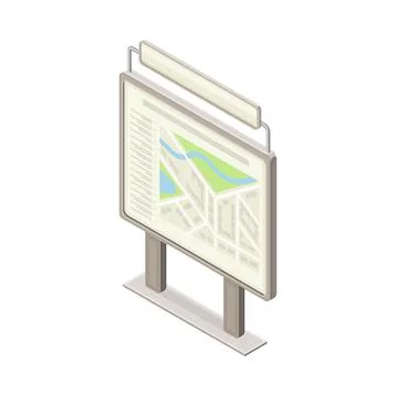 Stand with Map and Navigation Banner as Smart City Isometric Vector Illustration Ilustración de archivo