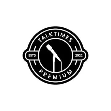 Stand microphone sing talk speech circle badge modern minimal logo design v.. Stock Illustration