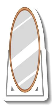 Stand mirror in oval shape on white background Stock Illustration