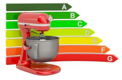 Stand mixer with energy efficiency chart, 3D rendering イラスト素材