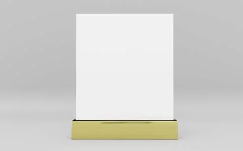 Stand up mock up blank empty card with golden stand with space for your content Stock Illustration