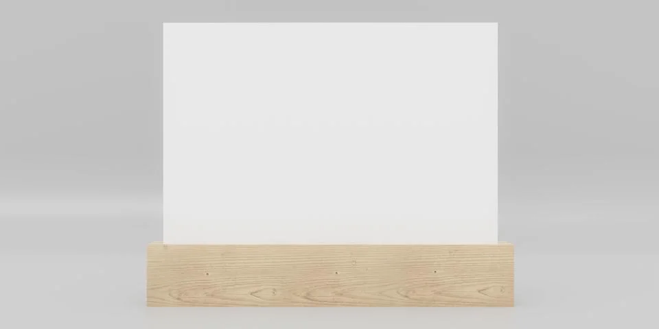 Stand up mock up blank empty card with wooden holds with space for your content Stock Illustration